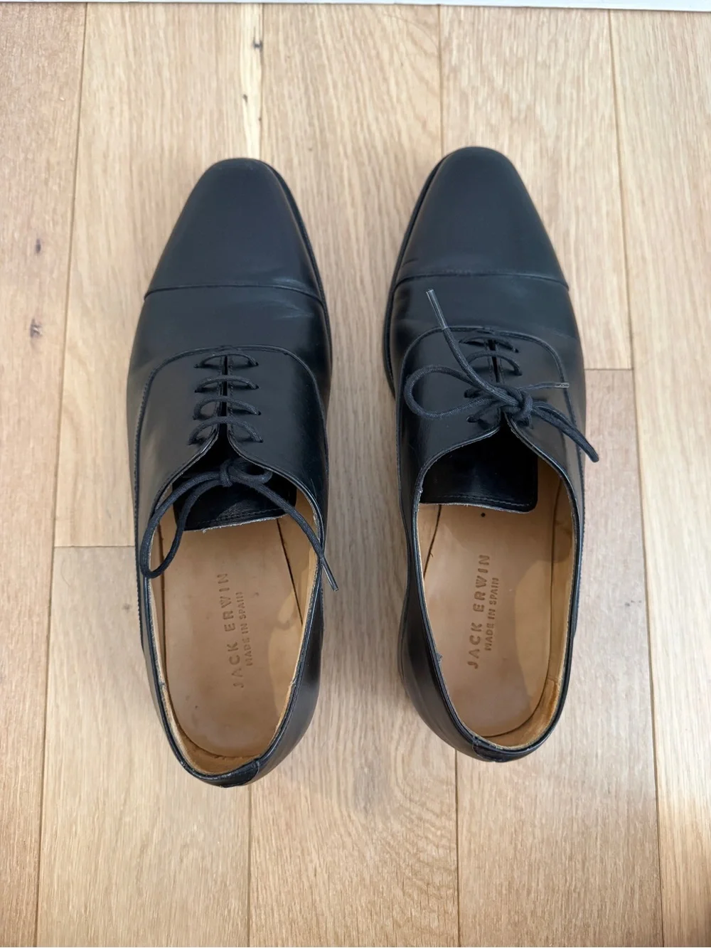 Jack Erwin Black Leather Men’s Joe Oxford Dress Shoes sz8